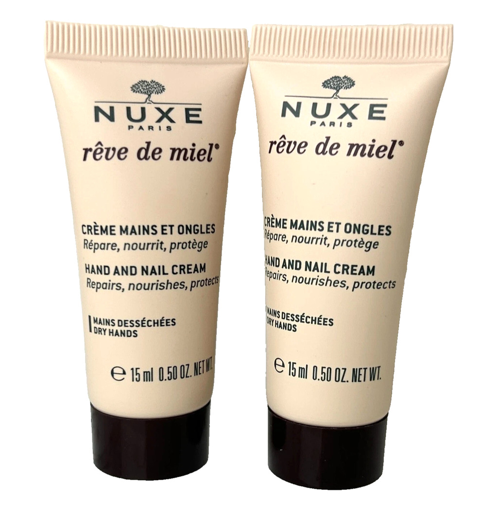 2x NUXE Paris Reve de Miel Hand & Nail Cream, Nourishing, Travel 15 mL each, New